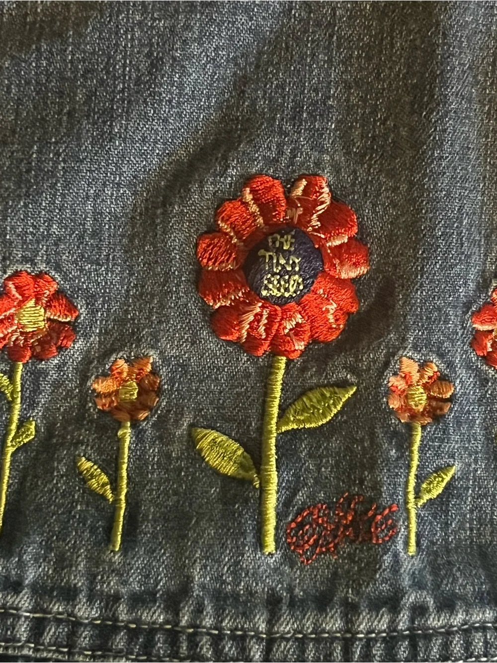 Denim Floral Embroidered Overall Dress with Coral Bodysuit - Carters kids